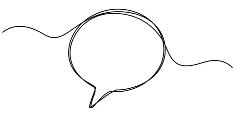 Poster - Speech bubble shape continuous one line drawing of isolated outline vector icon, Speech Bubble Single Line Icon, Continuous Line Drawing of Conversation Icon. Hand Drawn Symbol Vector Illustration. 