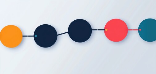Poster - Modern abstract design featuring colorful circles connected by lines on a minimalist background.