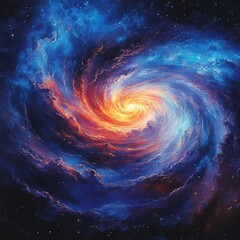 Wall Mural - cosmic swirl of colorful galaxy outer space digital art nebula celestial view astronomical conceptua