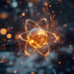 Poster - Exploring atomic energy innovations science lab digital artwork futuristic environment close-up view scientific concept