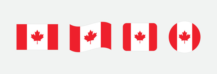 Wall Mural - Vector Canada flag. Set of Canada Flags Collection. 
