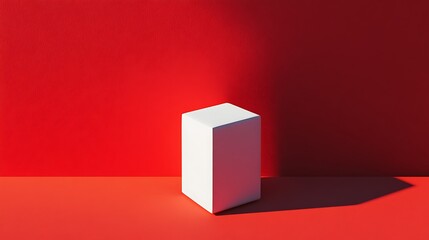 Wall Mural - 14. A minimalistic scene with a single unwrapped gift box on a plain red background