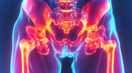 Poster - Close-up view of human pelvic region as revealed in x-ray imaging