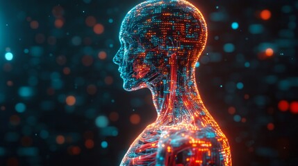 Poster - Detailed digital x-ray visualization of human torso highlighting anatomy and internal structures