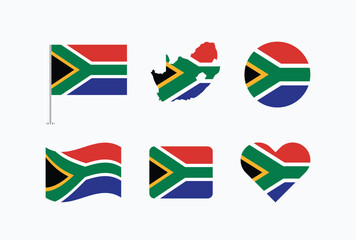 Wall Mural - Vector South Africa flag. Set of South Africa Flags Collection. 
