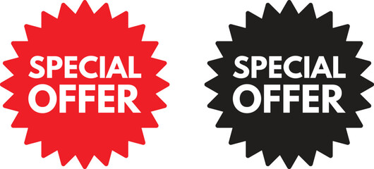 Poster - Special offer label icon set in red and black colors . Special offer sticker for promotions . Vector illustration 