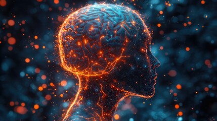 Poster - A person with a glowing brain, perfect for sci-fi or futuristic concepts