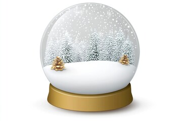 Poster - A snow globe filled with pine trees and snowflakes