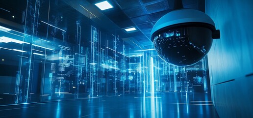 Poster - A surveillance camera in a high-tech, futuristic environment.
