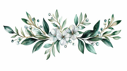 Wall Mural - Wild field herbs flowers. floral collection set in watercolor - bouquets, borders, frames. illustration of green leaves, leaves, branches. cards, wallpapers, fashion, backgrounds. Meadow. Illustration