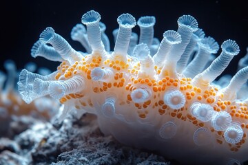 Poster - Close-up view of an orange and white sea anemone, commonly found in tropical waters