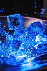 Poster - A bowl filled with ice cubes sitting on top of a table, ready to be used for cooling drinks or food