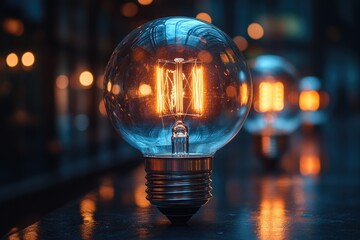 Aufkleber - A close-up shot of a light bulb on a table
