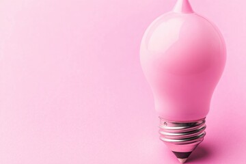 Poster - A bright pink light bulb shining on a pink background, simple and bold design