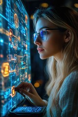 Poster - a woman wearing glasses is focused on her computer screen