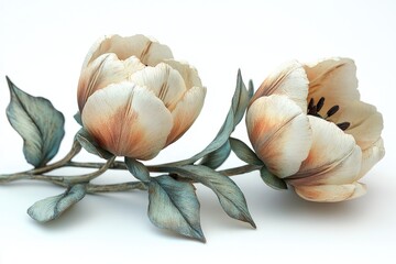 Poster - Two flowers on a white surface