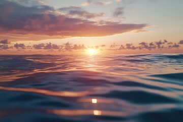 Wall Mural - a beautiful sunset scene with the sun setting over calm ocean waters