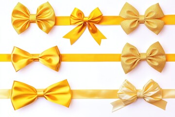 Poster - A collection of colorful bows arranged neatly on a white surface, perfect for decorating or gift wrapping
