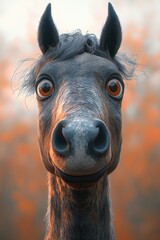 Poster - A close-up view of a horse's face, blurred background