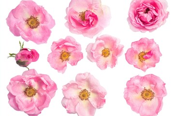 Poster - A collection of pink flowers arranged on a clean white surface