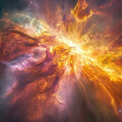 Wall Mural - explosive cosmic event outer space digital artwork nebula high perspective astrophysics phenomenon