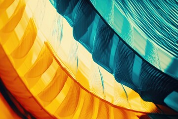 Poster - A close-up shot of a yellow and blue object, great for use in designs about energy, harmony, or optimism