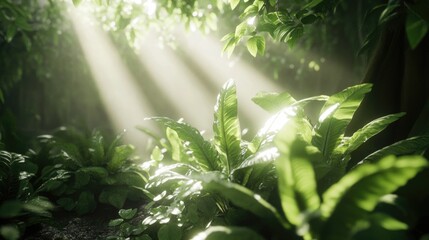 Poster - A photo of sunlight shining through the leaves of a tree