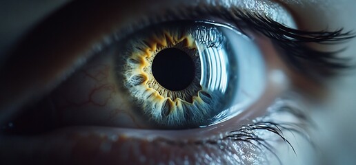 Poster - A close-up of a vibrant, detailed human eye with striking colors.