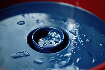 Poster - A blue bowl filled with water and ice