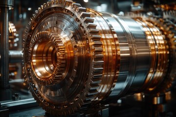 Poster - Mechanical equipment with intricate gears, suitable for use in industrial or technical contexts
