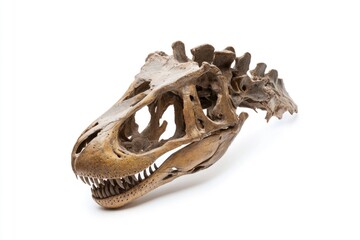 Poster - A detailed image of a dinosaur's skull on a white background, perfect for use in educational materials or as a decorative element
