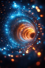 Aufkleber - A spiral of blue and orange lights illuminates a dark space, creating a mesmerizing display