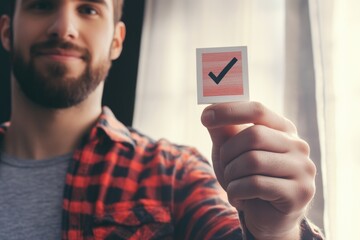 Aufkleber - A person examining a marked paper, suitable for education, business or personal use