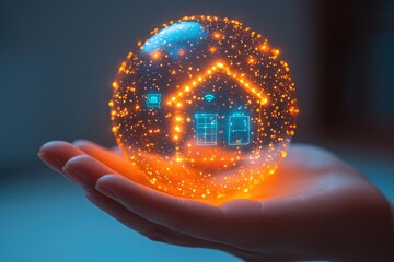 Poster - A person holds a glowing ball in their hand, ideal for representing magic or mystical powers