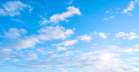 Wall Mural - sweeping colorful morning blue sky landscape, colorful morning sky background with vast sky and fluf