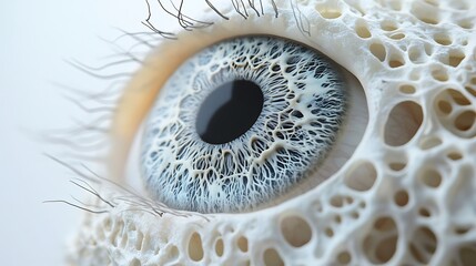 Wall Mural - 1. A close-up of a realistic human eyeball with intricate details, set against a white background