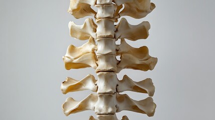 25. a series of vertebrae bones stacked vertically, displayed on a white background