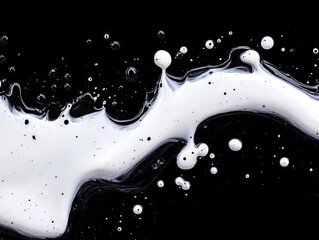 Wall Mural - A black and white image of a splash of milk