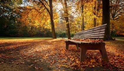 Wall Mural - bench in autumn park