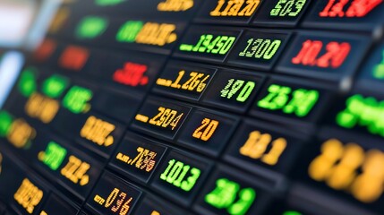 Poster - Close-up of a stock ticker displaying financial data.