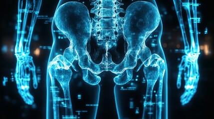 Poster - Digital x-ray of human pelvis showcasing detailed skeletal structure