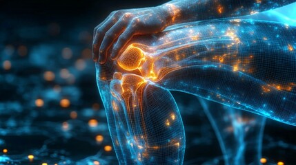 Poster - Digital anatomical scan showcases human knee structure in detailed visualization