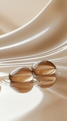 Poster - Smooth, rounded stones rest gently on a shimmering surface, reflecting soft light in a minimalist environment. The tranquil composition evokes calm and simplicity