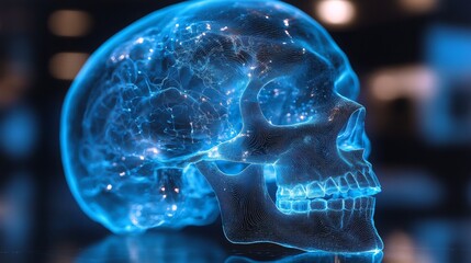 Poster - Digital x-ray visualization of a human skull highlighting intricate internal structures