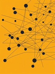 Leinwandbilder - lines connect various black dots against an orange background, providing ample space for additional 