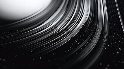 Poster - Monochrome waves with glittering particles evoking energy and movement in a digital landscape : Generative AI