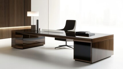 Poster - A sleek desk arrangement with minimal decor, emphasizing order and efficiency.