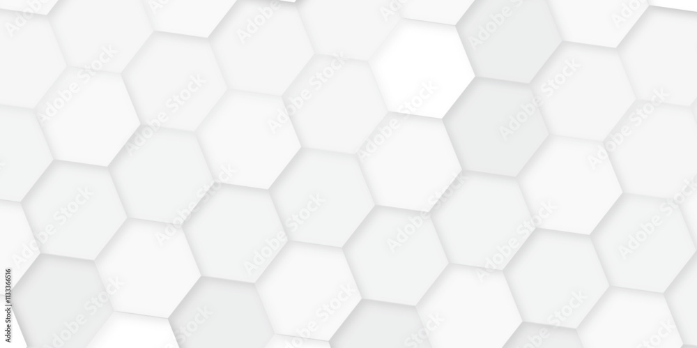 Abstract background white, gray hexagon with seamless geometric pattern ...