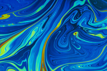 Wall Mural - Real photograph of a colorful light interference on a soap bubble surface with random swirls, curves and lines