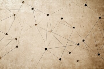 Leinwandbilder - Abstract design features connecting lines and dots against a textured background, providing ample space for text or ideas to be added. Generative AI